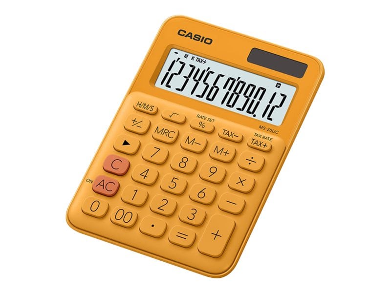 Calculatrice de bureau Casio MS-20UC - 12 chiffres - alimentation batterie et solaire - orange