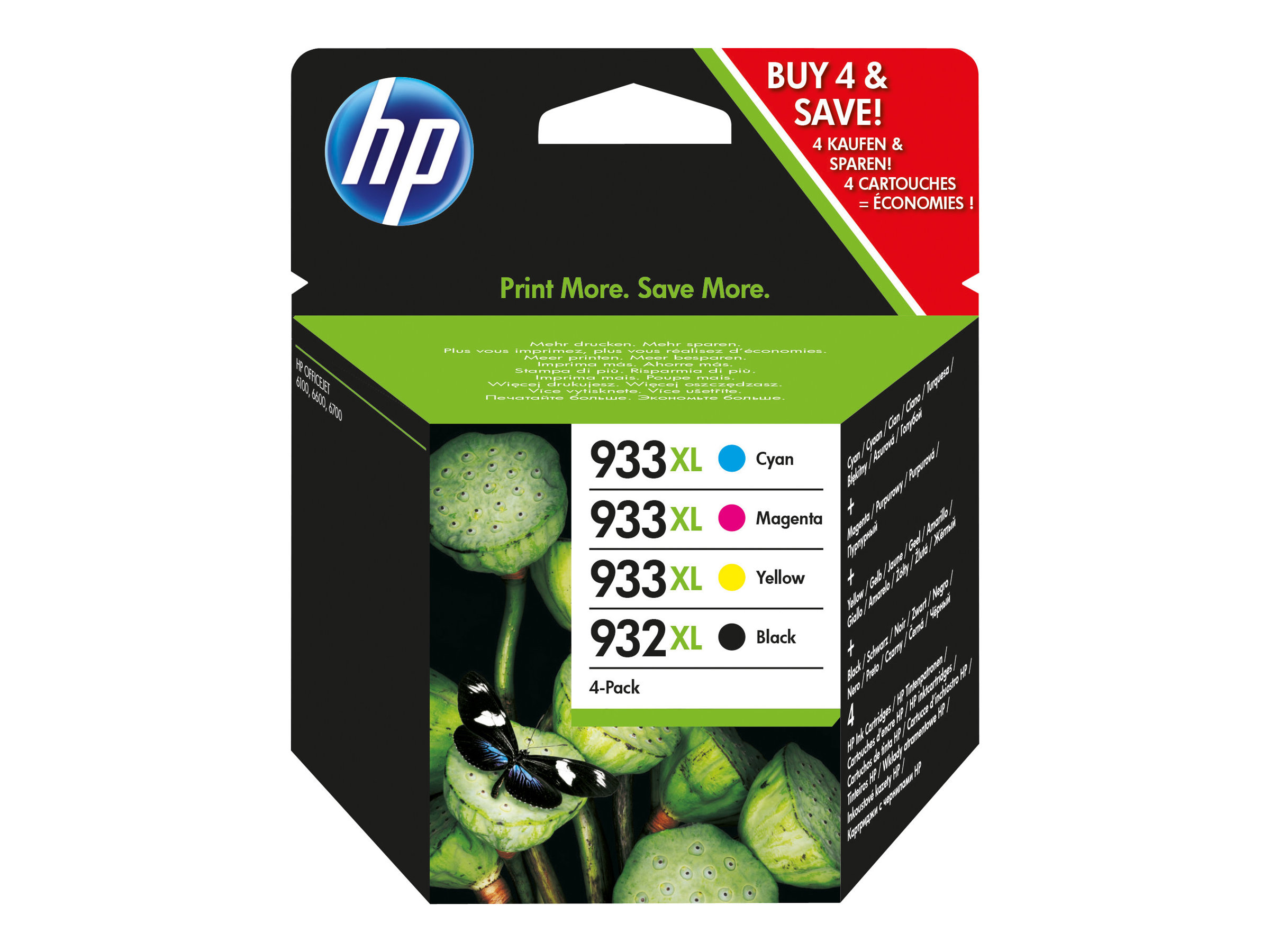 Cartouche Bureau En Gros HP 932XL/933XL - Pack de 4 - noir, cyan, magenta, jaune - cartouche d