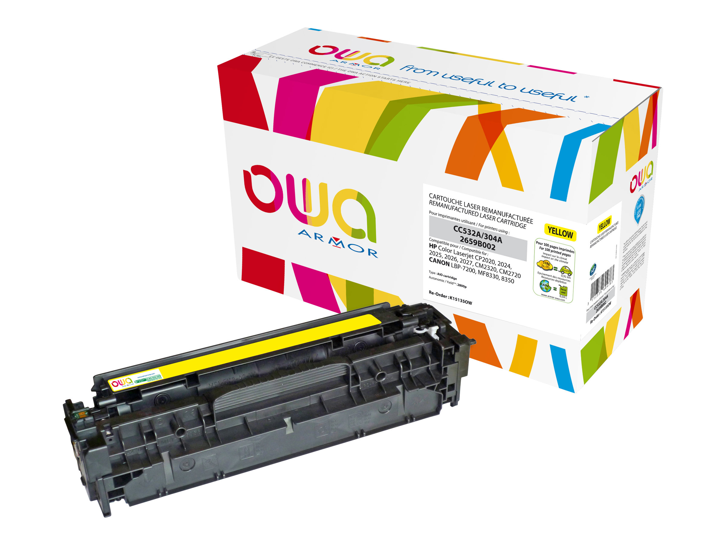 Reprise Cartouche Bureau Vallée HP 304A - remanufacturé Owa K15135OW - jaune - cartouche laser Pas Cher