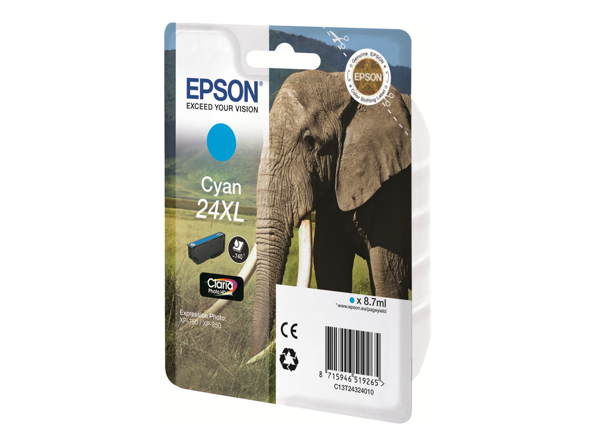 Cartouche Epson Bureau Vallee Epson 24XL Elephant - cyan - cartouche d'encre originale Pas Cher