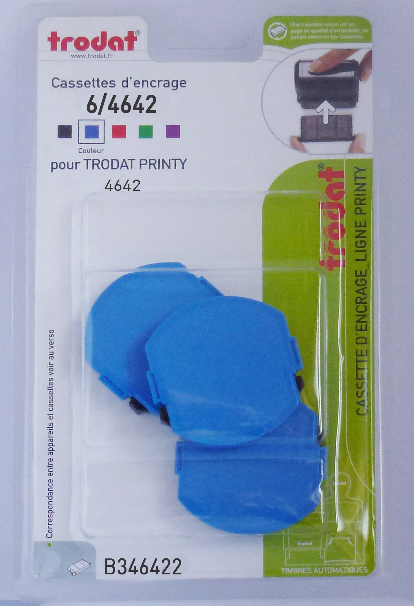 Trodat - 3 Encriers 6/4642 recharges pour tampon Printy 4642 - bleu