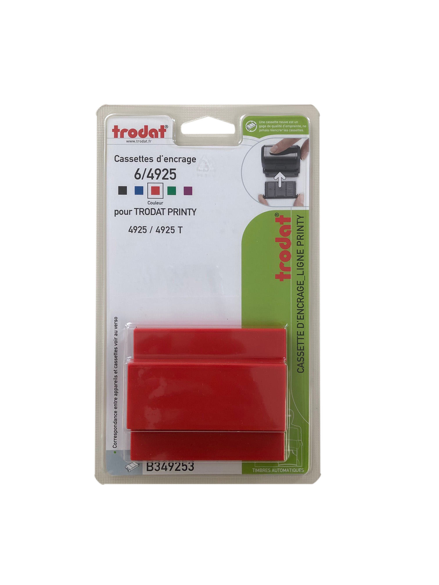 Trodat - 3 Encriers 6/4925 recharges pour tampon Printy 4925 - rouge
