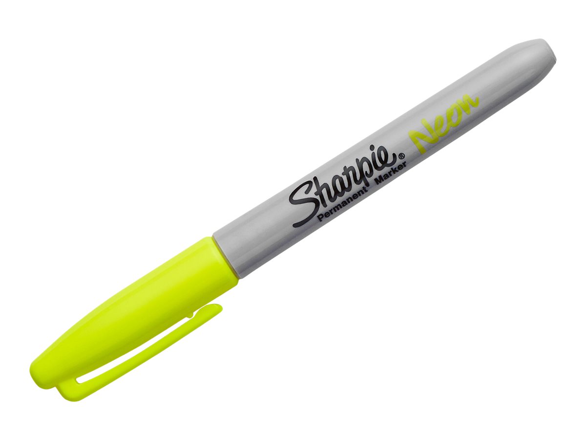 Sharpie - Pack de 12 marqueurs permanents - pointe fine - jaune neon
