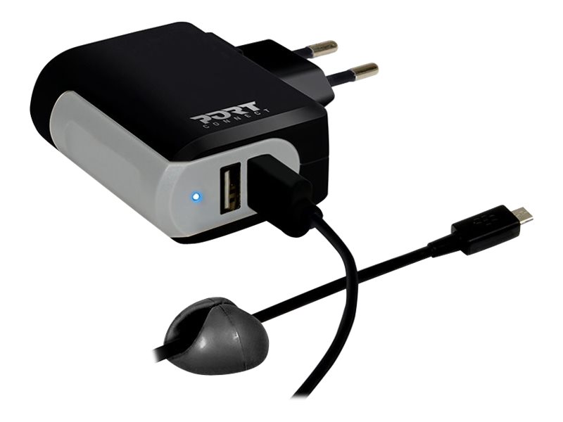 Port Connect  - chargeur secteur pour smartphone - 2 USB + 1 câble de charge