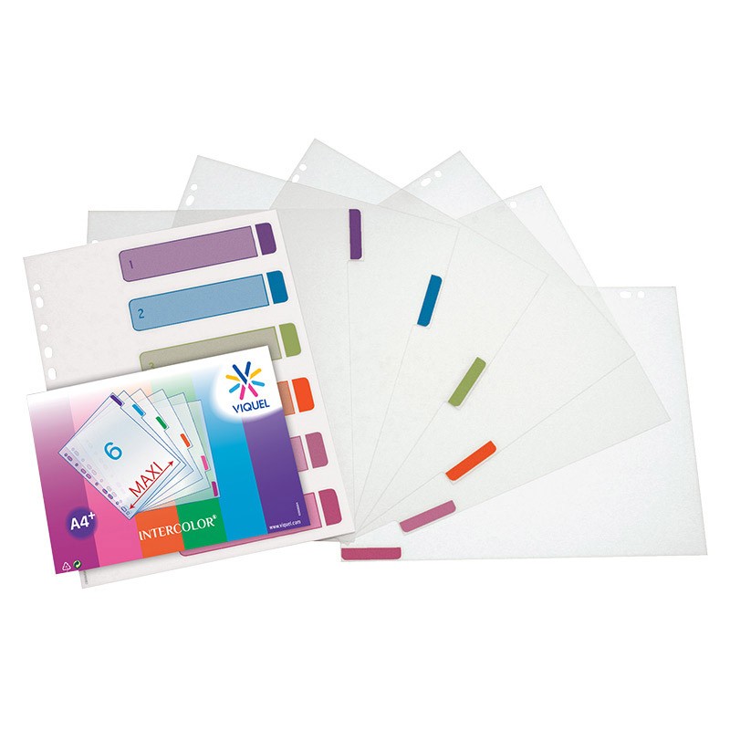 Viquel Intercolor - Intercalaire 6 positions - A4 Maxi - polypropylène coloré
