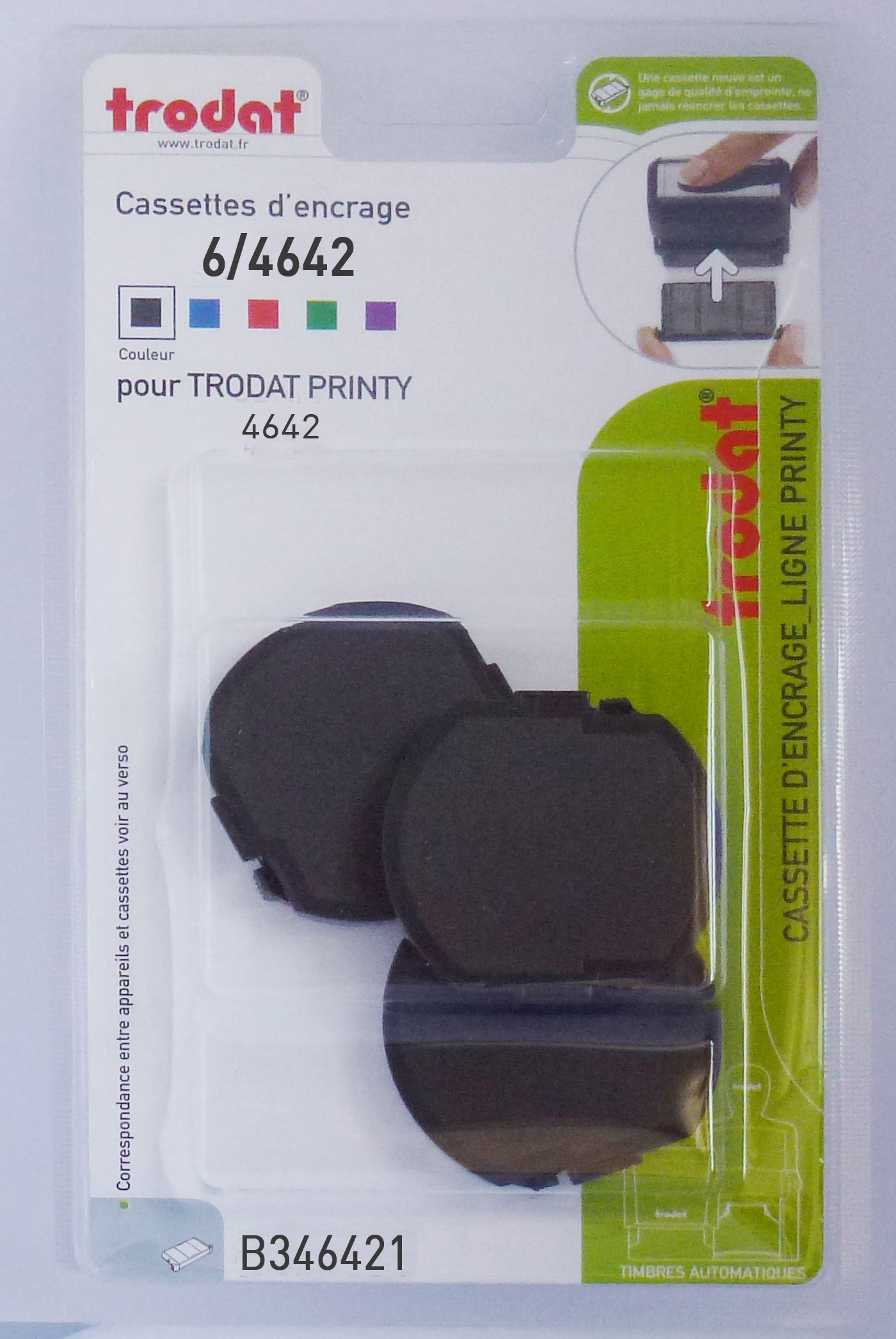 Trodat - 3 Encriers 6/4642 recharges pour tampon Printy 4642 - noir