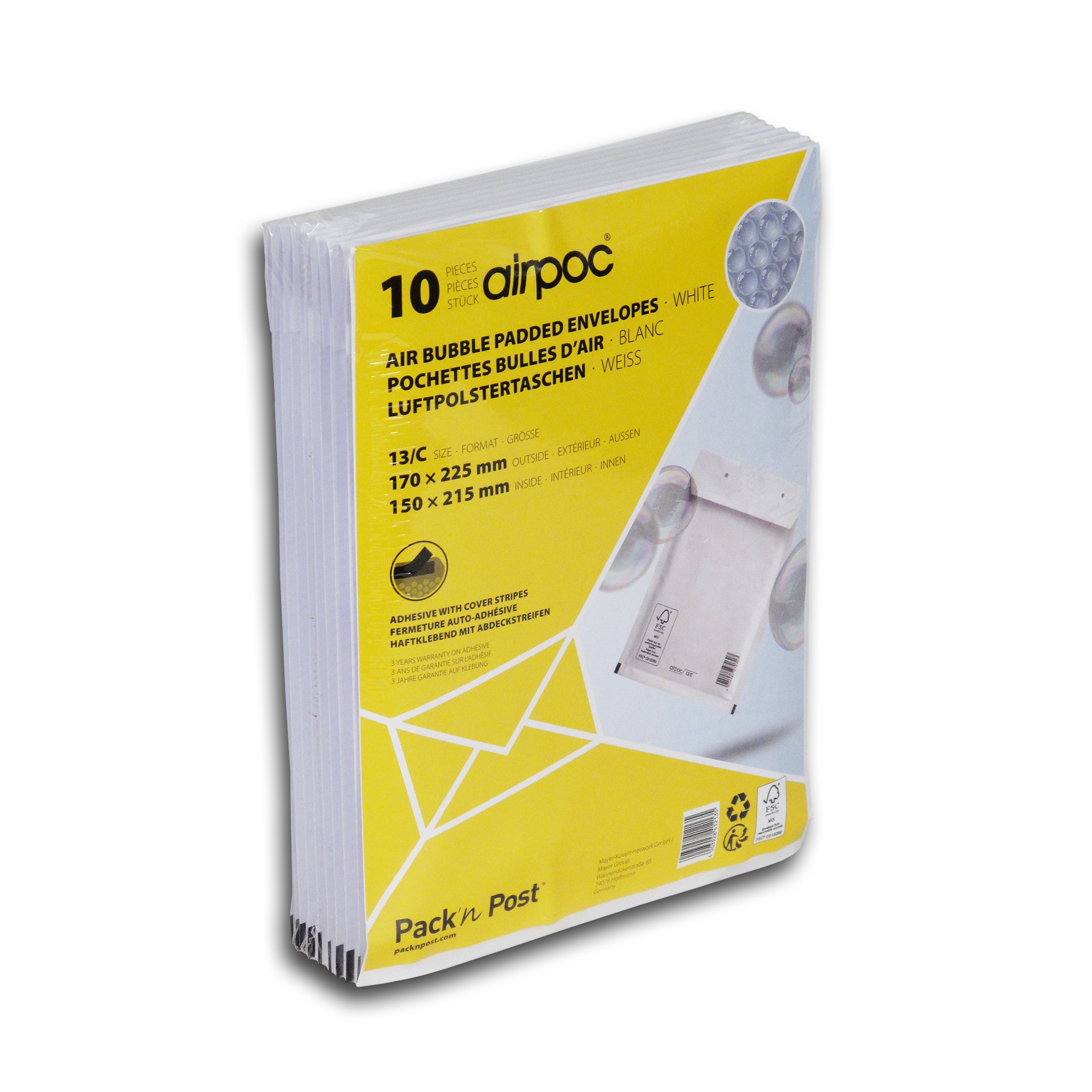 Gpv Pack N Post 10 Pochettes Bulles 140 X 215 Mm Bande De Protection