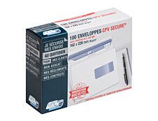 GPV Secure - 100 Enveloppes C5 162 x 229 mm - 90 gr - fenêtre 45x100 mm - blanc - autocollante