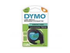 Dymo LetraTAG - Ruban d'étiquettes plastique auto-adhésives - 1 rouleau (12 mm x 4 m) - fond vert écriture noire