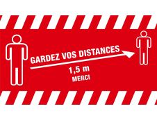 Novus Dahle - Tapis de distanciation sociale -  gardez vos distances- 85 x 150 cm - rouge