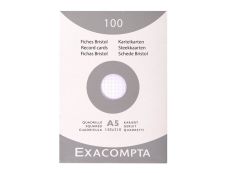 Exacompta - Pack de 100 Fiches Bristol - A5 - petits carreaux - non perforées - blanc
