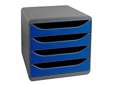 Exacompta BigBox - Module de classement 4 tiroirs - noir/bleu royal