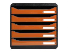 Exacompta BigBox Plus - Module de classement 5 tiroirs - noir/orange