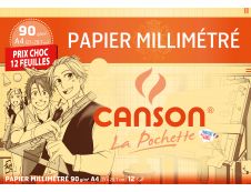 Canson - Pochette papier millimétré - 12 feuilles - A4 - 90 gr (format spécial)
