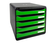 Exacompta BigBox Plus - Module de classement 5 tiroirs - noir/vert pomme