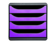Exacompta BigBox - Module de classement 4 tiroirs - gris/violet