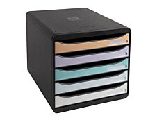 Exacompta Aquarel - Module de classement 5 tiroirs - noir/pastel glossy