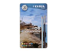 Lyra Graduate - 12 Crayons de couleur aquarellables - boîte métal