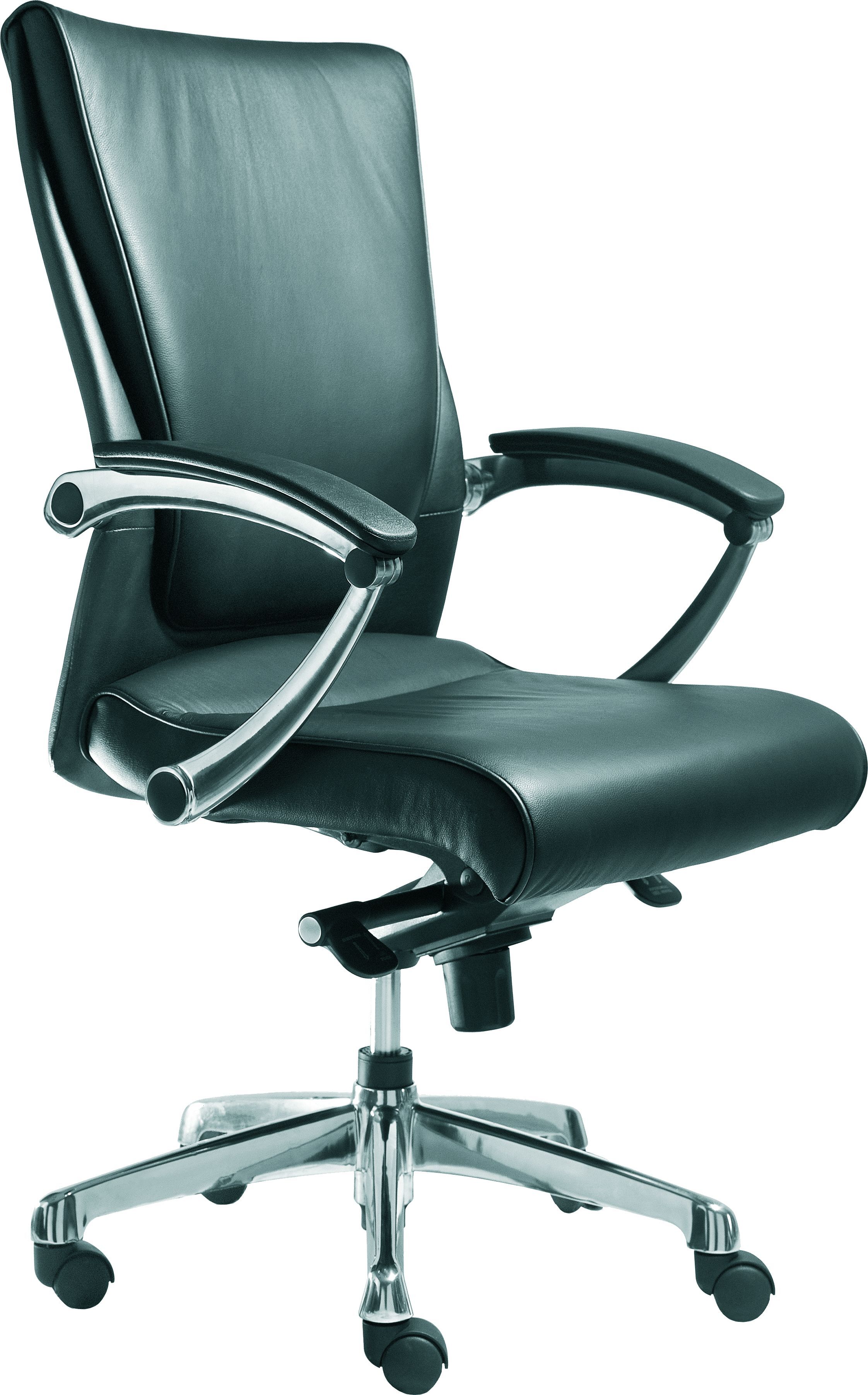 Fauteuil de bureau en cuir de vachette  GEORGE  Accoudoirs fixes