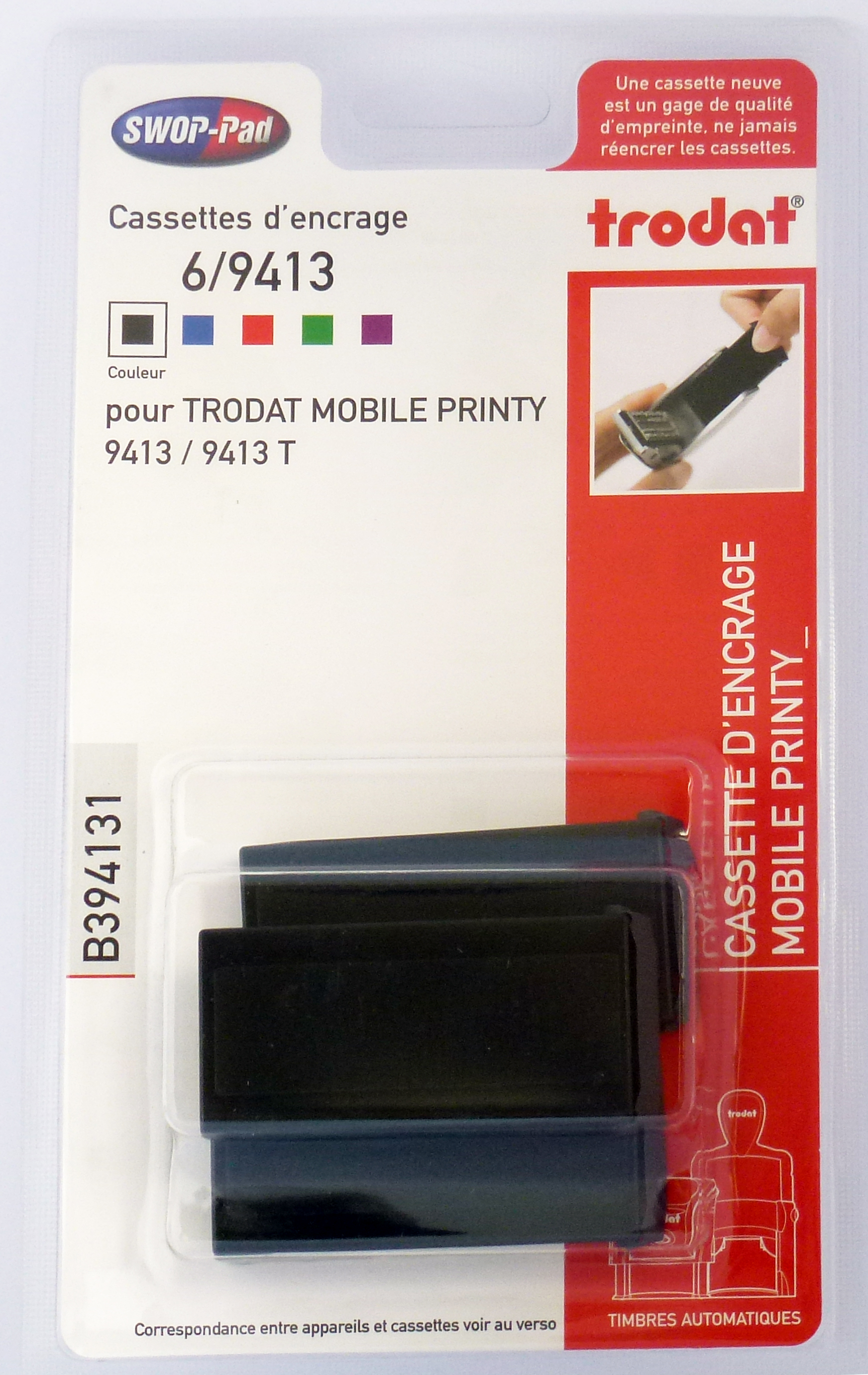 Trodat - 3 Encriers 6/9413 recharges pour tampon Mobile Printy 9413 - noir