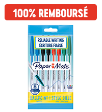 Stylo Bille assortis PaperMate 8 pièces