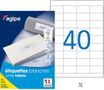 Apli Agipa - 4000 Étiquettes adhésives blanches multi-usages - 48,5 x 25,4 mm - coins droits - réf 118991