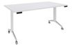Table de réunion abattantes - L160 x P80 cm - pied blanc - plateau blanc perle
