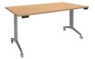 Table de réunion abattantes - L160 x P80 cm - pied alu - plateau imitation hêtre