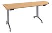 Table de réunion abattantes angle à droite - L200 x P80 cm - pied alu - plateau imitation hêtre