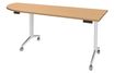 Table de réunion abattantes angle à gauche - L200 x P80 cm - pied blanc - plateau imitation hêtre