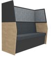 Banquette acoustique IN'TEAM - L170 x H 150 x P170 cm - 3 places - structure chêne clair et carbone - panneaux gris chiné
