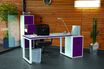 Bureau droit MT1 Elégance - L120 x P67 x H75 cm - pieds blancs - plateau blanc chants prune