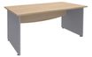 Bureau droit DUAL - L140 - Pieds Alu - plateau imitation Chêne clair