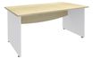Bureau droit DUAL - L140 - Pieds blanc - plateau imitation Erable
