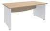 Bureau droit DUAL - L160 - Pieds blanc - plateau imitation Chêne clair
