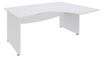 Bureau compact à droite DUAL - L180 cm - Pieds blanc - plateau blanc (Pieds de renfort ou caisson bout de bureau obligatoire à rajouter - non inclus)