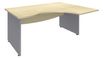 Bureau compact à droite DUAL - L180 cm - Pieds alu - plateau imitation Erable (Pieds de renfort ou caisson bout de bureau obligatoire à rajouter - non inclus)