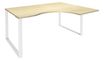 Bureau compact LOFTER - L180 cm - Retour à droite - Plateau imitation Erable - pied Blanc - (pied de renfort obligatoire à rajouter - non inclus)