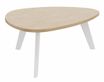 Table basse galet - L100xH42xP90/80 - pied blanc - plateau imitation chêne clair