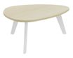 Table basse galet - L100xH42xP90/80 - pied blanc - plateau imitation érable