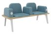Banquette ILO - 2 places L172xP67cm -  blanc - structure chêne clair - tissu bleu guède