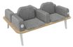 Banquette ILO - 4 places L172xP114cm -  blanc - structure chêne clair - tissu gris chiné