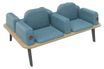 Banquette ILO - 4 places L172xP114cm -  carbone - structure chêne clair - tissu bleu guède