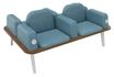 Banquette ILO - 4 places L172xP114cm -  blanc - structure noyer - tissu bleu guède