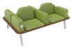Banquette ILO - 4 places L172xP114cm -  blanc - structure noyer - tissu kiwi