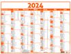 Calendrier Classique - 7 mois par face - 32 x 42 cm - orange - Oberthur