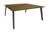 Bureau double STEELY - L160 cm - Bureau de départ - Pieds carbone - plateau imitation noyer