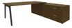 Bureau STEELY Manager - L180 x P100 x H72,5 cm - console retour à droite (2 tiroirs) L200 x P60 x H72,5 cm - pieds carbone - plateau imitation noyer
