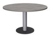 Table de réunion ronde - diam 100 cm - pieds tulipe alu - plateau imitation chêne gris