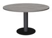 Table de réunion ronde - diam 100 cm - pieds tulipe anthracite - plateau imitation chêne gris